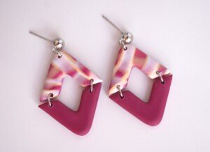 Pendientes Rombo Díptico Burdeos - Imagen 2