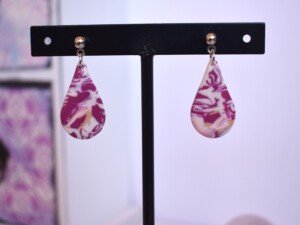 Pendientes Gota Burdeos y Blanco - Imagen 2