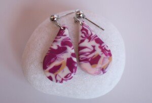 Pendientes Gota Burdeos y Blanco - Imagen 3