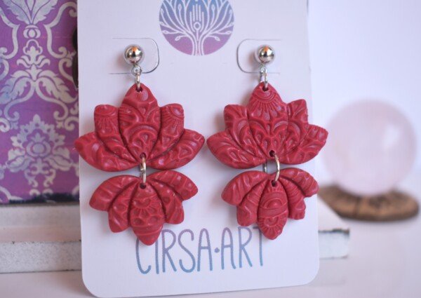 Pendientes Loto con Relieve Magenta