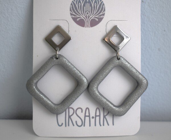 Pendientes Cuadro Plateado